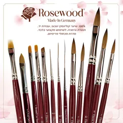 מכחול שיערה ארוך לציור על ציפורניים מבית Rosewood - תוצרת גרמניה.